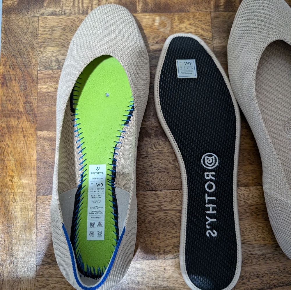 Rothy's The Flat Ecru Textile Ballet Flat Comfort Shoes Women’s US Sz 9‎ - Picture 7 of 7